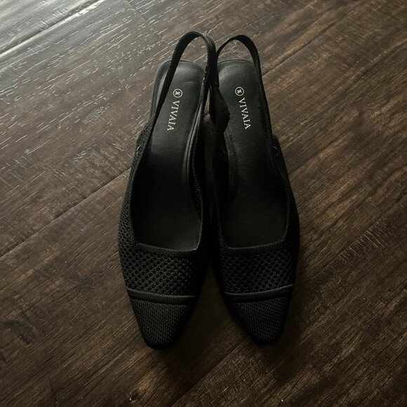 Vivaia Leah Pro Pointed-Toe Slingback Sandals Size 39 US 9 Black - Picture 2 of 9